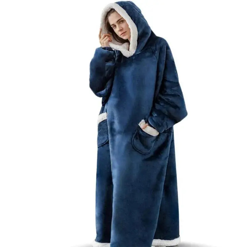 Sherpa Hood TV Wearable Blanket for Adult Women and Men Super Soft Comfy Warm Plush Throw with Sleeves Blanket Hoodie Cover