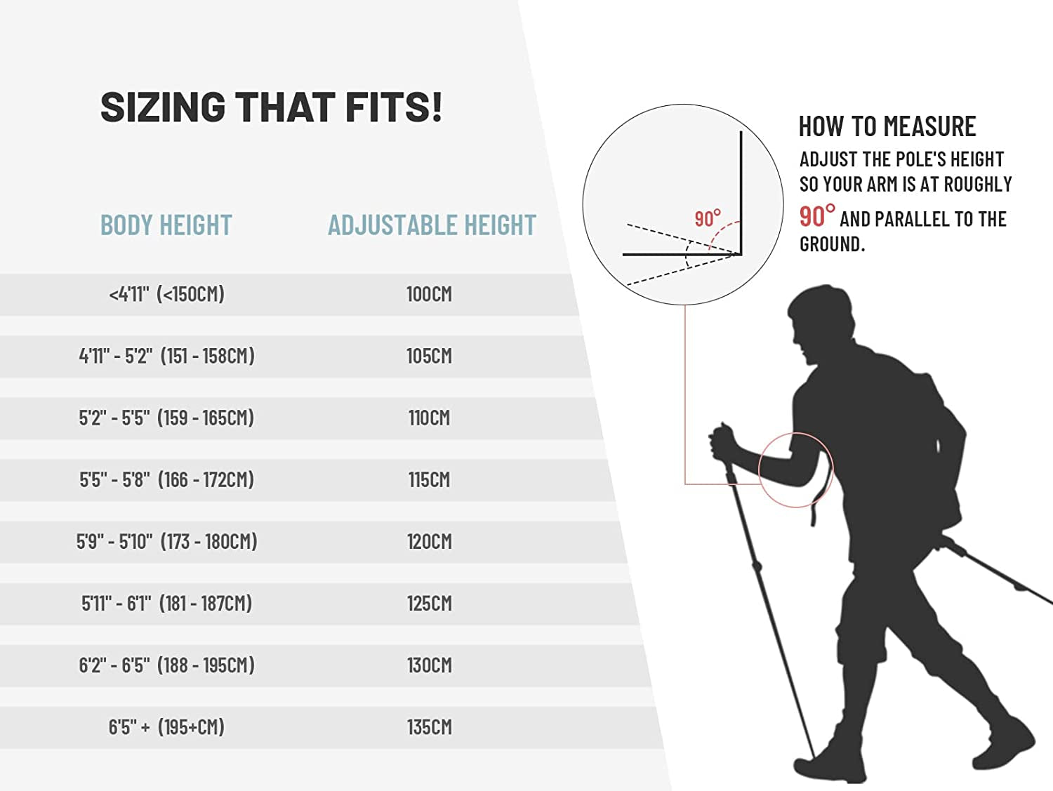 Trekking Hiking Poles Aluminum Hiking Walking Sticks with Quick Adjustable Locks - Comfort Handle - Padded Strap - Snow Baskets Attached-Suitable for Hiking, Walking