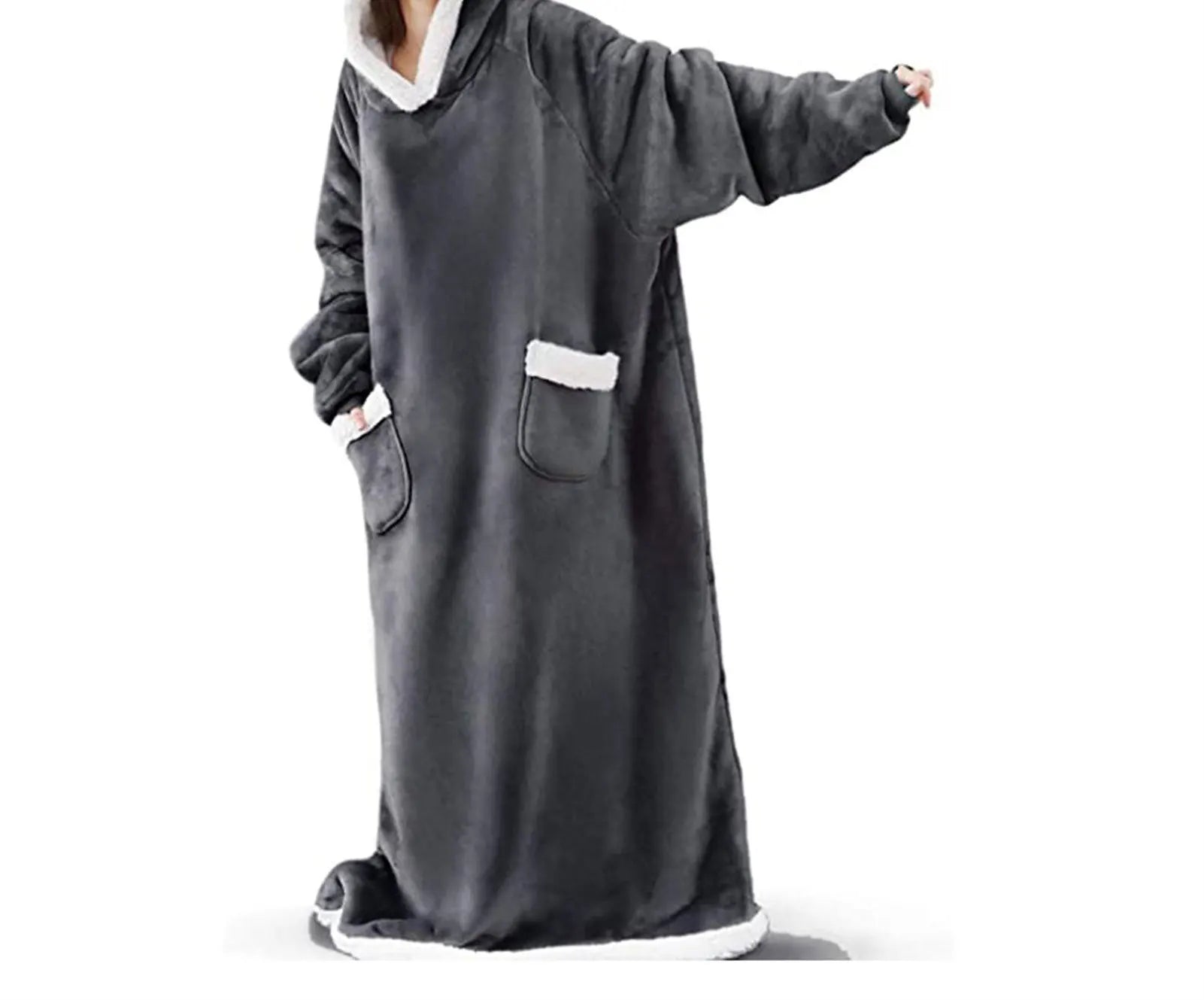 Sherpa Hood TV Wearable Blanket for Adult Women and Men Super Soft Comfy Warm Plush Throw with Sleeves Blanket Hoodie Cover