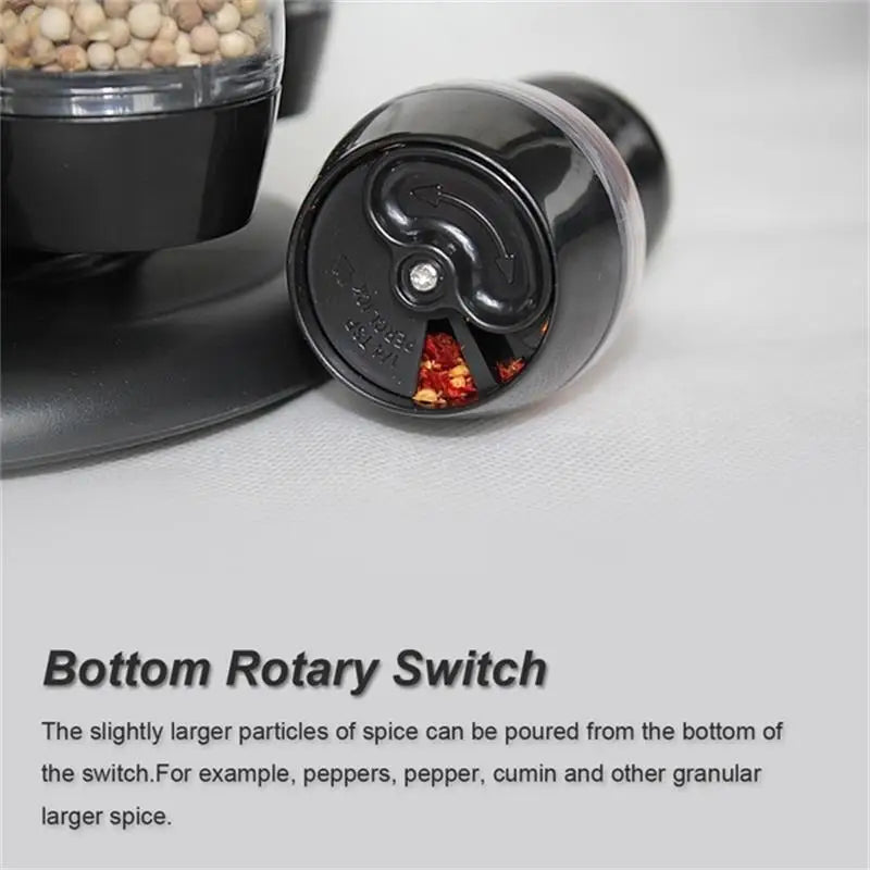 Rotating Cruet Condiment Seasoning Jars Set for Spices Pepper Sprays Bottles Salt Shakers Holder Kitchen Storage Rack Organizer